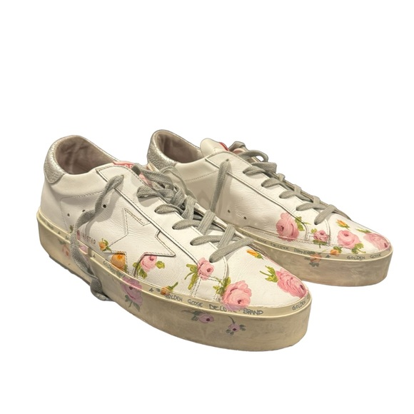 * Rare Golden Goose Hi Star Leather Trainers Floral Size 41 - Picture 9 of 13